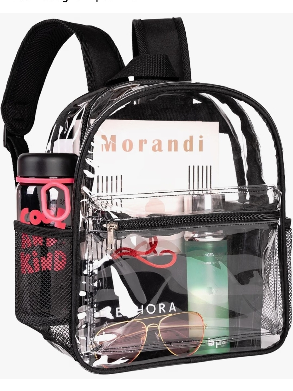 Clear Backpack for Stadium Events, 12x11x5 Stadium Approved Bag (BLK)

Small Sta